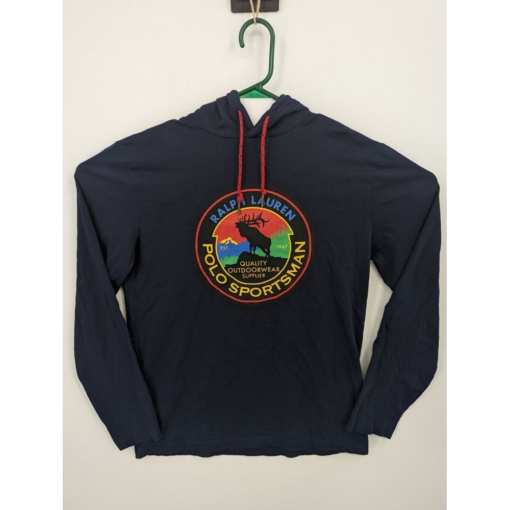 Polo Country Ralph Lauren Hoodie Men's Small Blue Long Sleeve Sportsman Outdoor